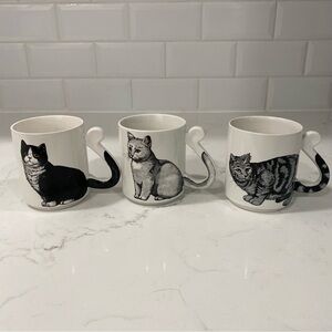 Set of 3 Vintage Whimsical Cat Mugs